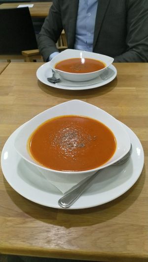 Delicious Spicy Tomato Soup at Vegato-Vaclavak in Prague
