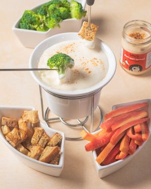 Peri Peri Cheese Spread into a fondue at Katharos Foods in Mumbai