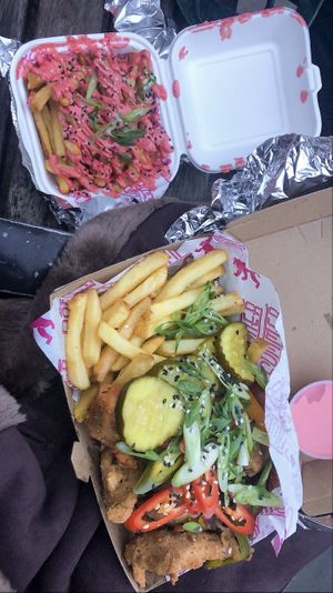 Garlic fries and fried chickn  at Döner Summer in York