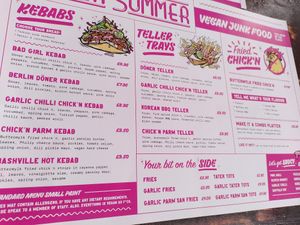 Food menu, June 2021 at Döner Summer in York