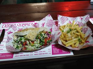 The garlic chili chicken kebab and parmesan garlic fries at Döner Summer in York