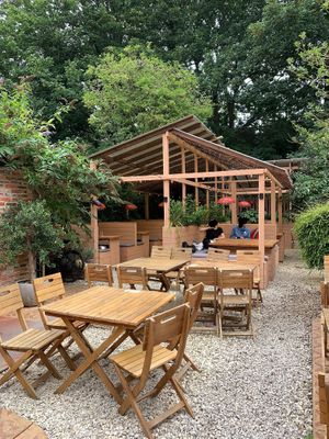 Outdoor seating area through the restaurant at Döner Summer in York