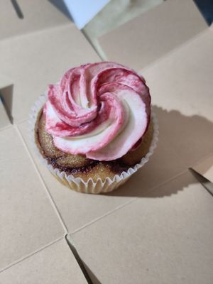 Raspberry ripple cupcake at Crumbs & Doilies in London