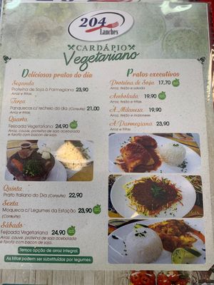 Veg menu at Lanches 204 in Sao Paulo
