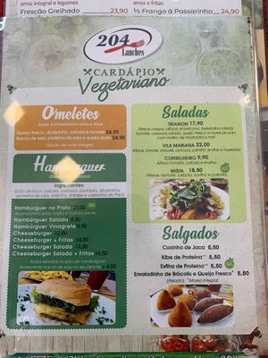 Veg menu  at Lanches 204 in Sao Paulo