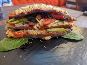 Vegan eggplant lasagna at La Masa Pizzería Conceptual in San Juan