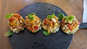 Crostini appetizer at La Masa Pizzería Conceptual in San Juan