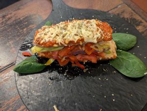 Eggplant lasagna at La Masa Pizzería Conceptual in San Juan