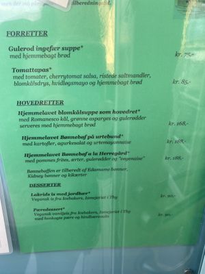 Vegetarian menu  at Bodilles Kro in Skagen