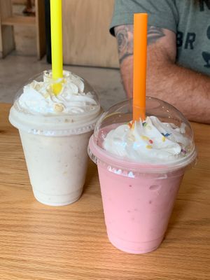 Strawberry & Banana pudding milkshakes  at Korny Vibes in Houston