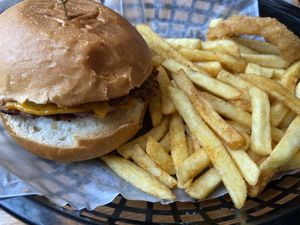 Korny burger at Korny Vibes in Houston