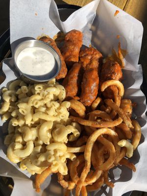 Buffalo chickn wings. Flavor is so there! Texture is interesting but still really good.  at Korny Vibes in Houston