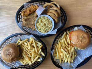 Korny burger, Buffalo burger, VFC at Korny Vibes in Houston