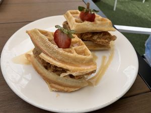Honey Butter Chicken and Waffles 🧇   at Korny Vibes in Houston