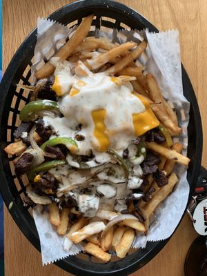 Philly cheesesteak fries  at Korny Vibes in Houston