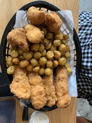 VFC box with chicken strips, okra, and cauliflower   at Korny Vibes in Houston