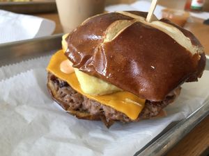 Breakfast burger !!!!!! So good  at Korny Vibes in Houston