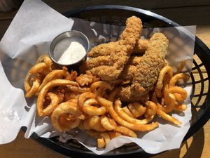 Fried pickles apppetizer, hard on the dill!😋 The ranch is so so   at Korny Vibes in Houston