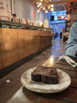 Chocolate banana cake and a cool view   at Alchemy in Buenos Aires