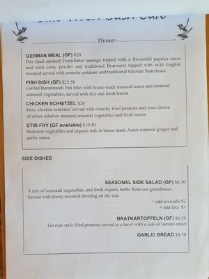 Couple of dinner options  at The Blue Wren Cafe in Coonabarabran