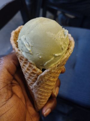 Pistachio Matcha! Yummy handmade cone at Sound & Savor in Oakland