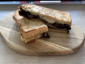 Mushroom truffle melt. Really, really delicious!   at Jumi's Cafe in South Yarra