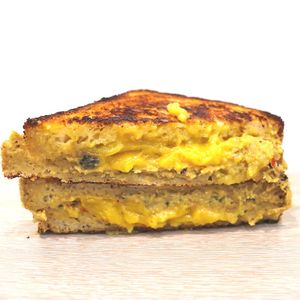 Tuna melt - Chickpea 'tuna' mix, 'cheeses; at Jumi's Cafe in South Yarra