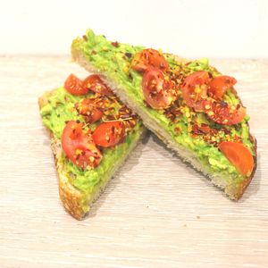 Avo, tomato & chili at Jumi's Cafe in South Yarra