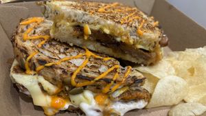 Philly cheesesteak   at Jumi's Cafe in South Yarra