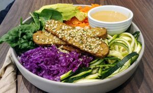 Tempeh bowl at Jumi's Cafe in South Yarra
