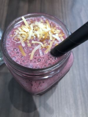 Berry smoothie at Jumi's Cafe in South Yarra