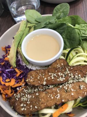 Tempeh bowl at Jumi's Cafe in South Yarra