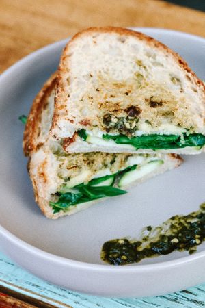 Eat your greens toastie  at Jumi's Cafe in South Yarra