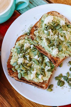 Avo mash at Jumi's Cafe in South Yarra