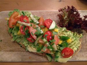 Avocado on organic sourdough bread at 5 Senses Espresso Bar in Bonn