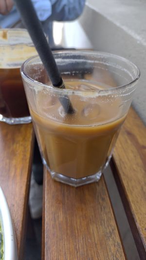 Iced Americano with oat milk (vegan tax for oat milk) at Groundstate Coffee in Dublin