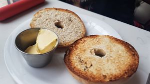 Toasted bagel (vg) at Moose Coffee in Leeds