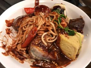 Mixed beancurd in sweet sauce and handmade noodles at Pine Tree Cafe 长春树 - Lucky Plaza in Central Singapore