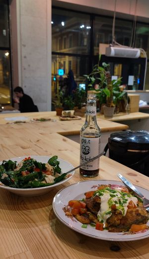 Spinach salad and chickpea omelette at Stay Gold Pizza Spot in St Petersburg