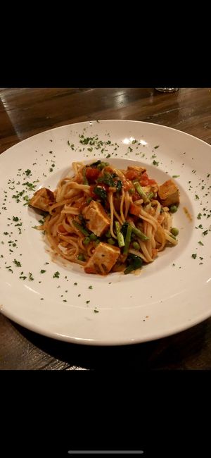 Vegan linguini primavera with vegan chicken  at La Locanda Ristorante Italiano in Scottsdale
