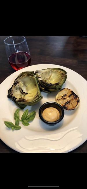 Appetizer special. Grilled artichokes with vegan aioli at La Locanda Ristorante Italiano in Scottsdale