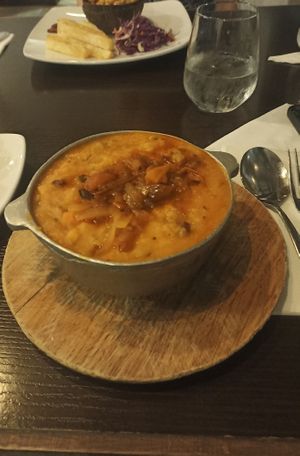 Tamal vegano (seasoned corn dough) at El Trapiche in Panama City