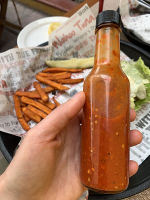Hot sauce at WTF Burger Bar in Cabo San Lucas