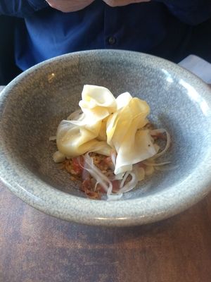 Fermented spelt and salsify main at Brunel's in Newcastle
