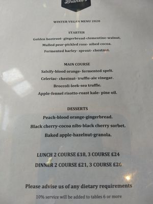 Winter menu at Brunel's in Newcastle