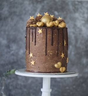Hazelnut Nutella Cake with Gold Hazelnut Chocolates  at Tastopia  in Loughton
