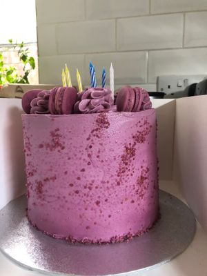 Outside of blueberry cake  at Tastopia  in Loughton