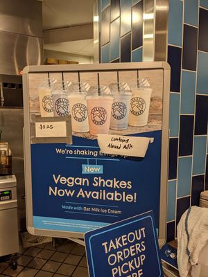 Vegan shakes! at Elevation Burger in Portland