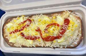 Vegan flatbread - clearly labeled on menu  at MIA - Estefan Kitchen - N Terminal in Miami