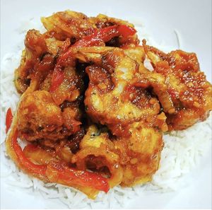 Gobi Manchurian - sweet and sour cauliflower with onions & peppers  at Tikka Bar in Key West